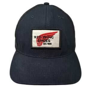 Red Wing Trucker Hat Black OS Mesh Back Embroidered Patch Adjustable Snapback